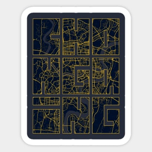 Chongqing, China City Map Typography - Gold Art Deco Sticker